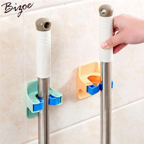2pcs/lot Home Clip Mop Hooks No Trace Mop Holder Bathroom Rack