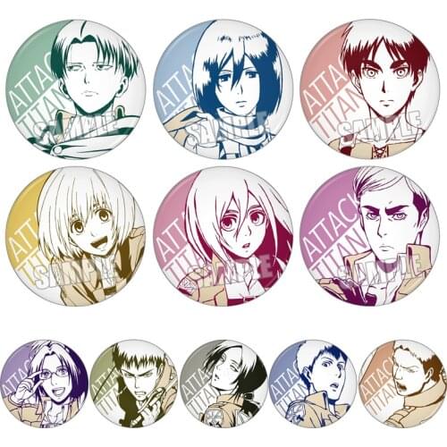 Anime Attack On Titan Eren Jaeger Mikasa·Ackerman Metal Badge Creative Souvenir Button Brooch Pins Collection Xmas Gifts New