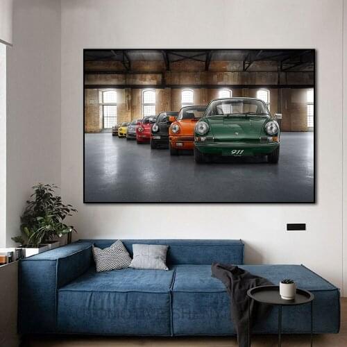 Automobile Vintage Racing Car 911 Poster Print Canvas Painting Home Decor Wall Art Picture For Living Room Framrless