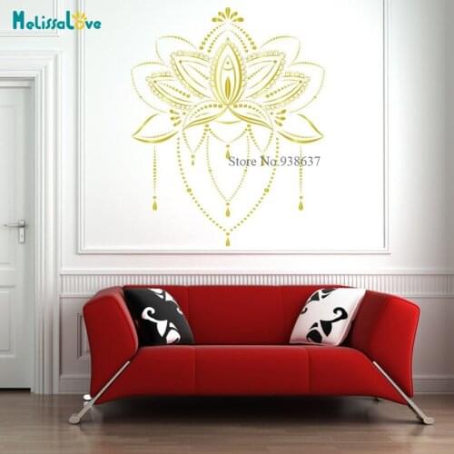 Bohemian Style Mandala Lotus Wall Décor Buddha Religious belief Yoga Studio Removable Vinyl Poster Wall Stickers BB276