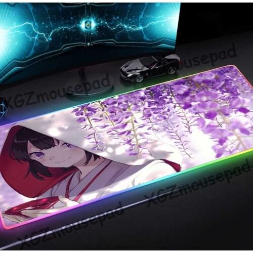 XGZ Large RGB Mouse Pad Black Lock Edge Anime Custom Office Computer Personality Glowing Colorful Table Mat Rubber Non-slip Xxl