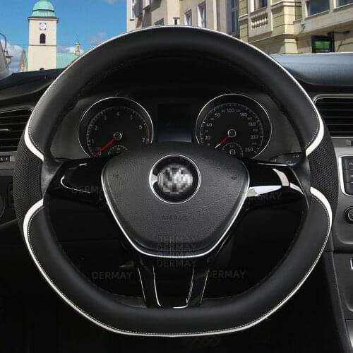 DERMAY Car Steering Wheel Cover D Shape For VW Golf 6 Golf 7 for Hyundai Ioniq 2017 2018 For Citroen C3-XR C4 Sega C4L Elysee