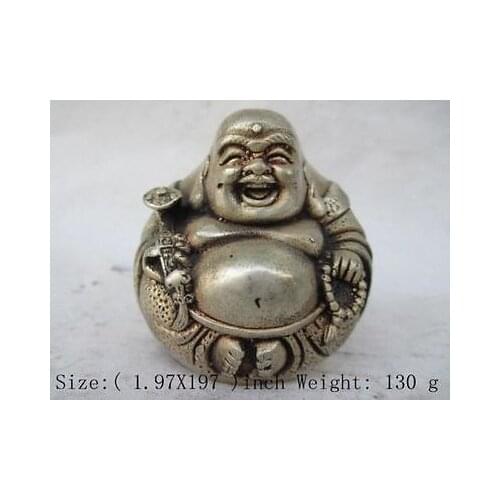 Ancient Tibetan Buddhism in China. Smiling Buddha hand flexibly copper Decoration real Tibetan Silver Brass