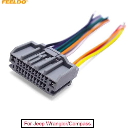 FEELDO 1PC Car Audio Stereo Wiring Harness Adapter Plug For Jeep Wrangler/Compass OEM Factory Radio CD/DVD #AM4050