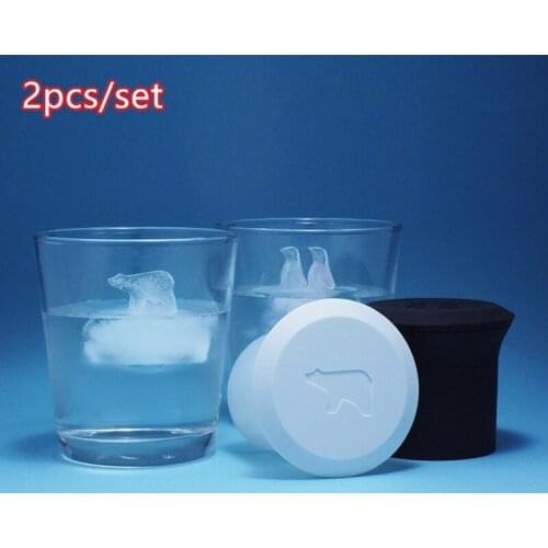 2pcs Silicone Ice Cube Mold Penguin Polar Bear Popsicle Molds Ice cube Maker Ice Trays Kichen Accessories