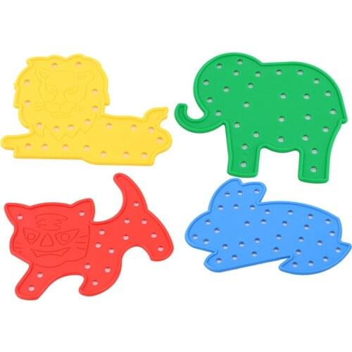 Puzzles Toy 4Pcs/Set Animal Lacing Shapes Threading Laces Education Toys Children Educational Thread Embroidery DIY Toys Gift