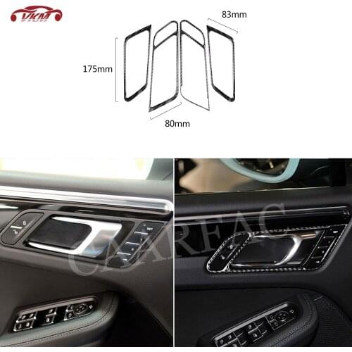 Carbon Fiber Car Inner Door Handle Bowl Frame Cover Molding Trim Stickers for Porsche Macan 2015-2018