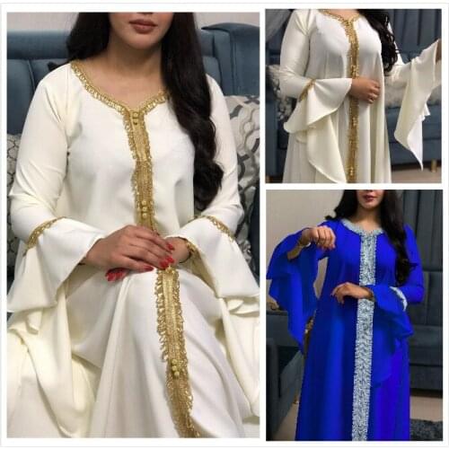 2021 Moroccan Kaftan Muslim Abaya Dubai Evening Dresses Turkey Long Dresses Large Plus Size Ramadan Maxi Dress
