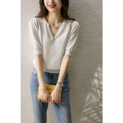 High attendance in summer, Phnom Penh embellishment, fine 16-needle refreshing bubble knit T