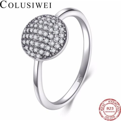 Modian Classic Genuine 100% 925 Sterling Silver Fashion Vintage Sparkling Ring Finger Wedding Engagement Jewelry For Women Gift