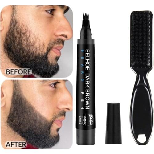 Men Beard Filling Pen Kit Beard Pencil Filler Waterproof Moustache Pen Beard Brush Enhancer Moustache Coloring Shaping Tools