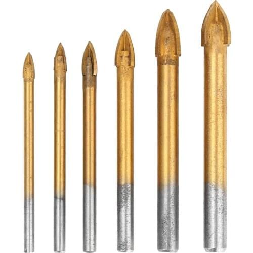 Tungsten Carbide Glass Drill Bit Set Alloy Carbide Point with 4 Cutting Edges Tile & Glass Cross Spear Head Drill Bits new
