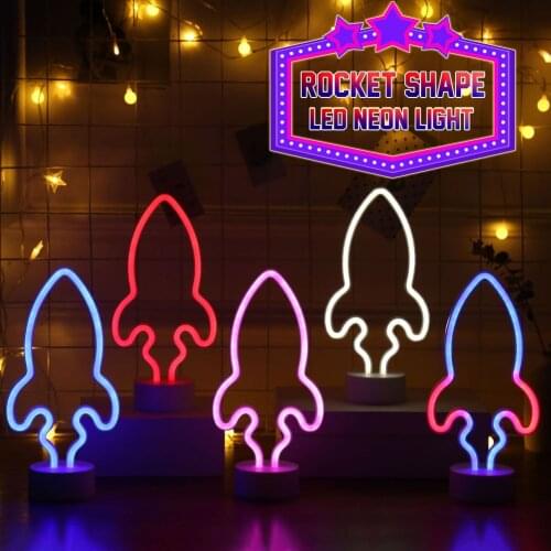 Neon Light Usb Led Colorful Light Creative Led Rocket Shape Light Colourful Wall Lamp For Party Birthday Decor Night Light Lamp