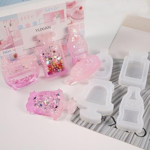New Shaker Molds Quicksand Cola Ice Cream Drink Bottle Epoxy Resin Silicone Mold Star Bear Key Chain Charm Craft Pendant Tools