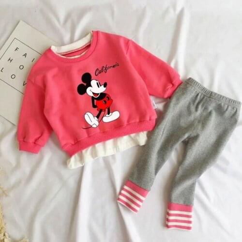 Girls Autumn New Style Western Style Long-Sleeved Sports Childrens Sweater Two-Piece Little Girl 3-Year-Old Baby Autumn Suit