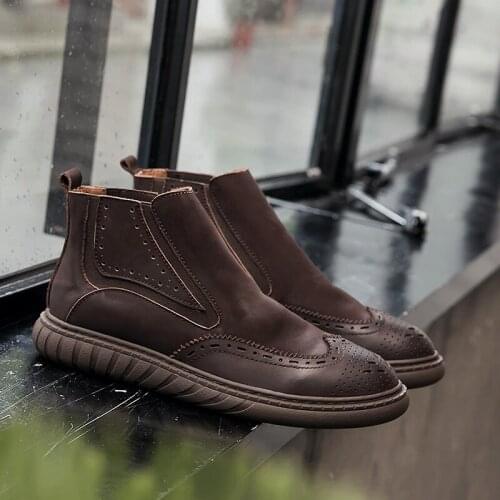 Autumn/winter sleeve Martin boots mens high-top leather boots mens mid-top Chelsea mens boots fashion simple mens shoes