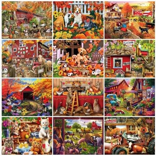 Autumn Scenery Diamond Mosaic Painting Animal Diamand Paint Complet Rhinetones Picture Stickers Wall Decor New Hobby Diamond Dot