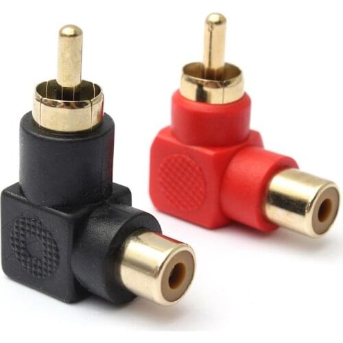 20pcs/lot 90 Degree RCA Right Angle Connector Plug Adapters Male To Female M/F 90 Degree Elbow Audio Adapter Red Black