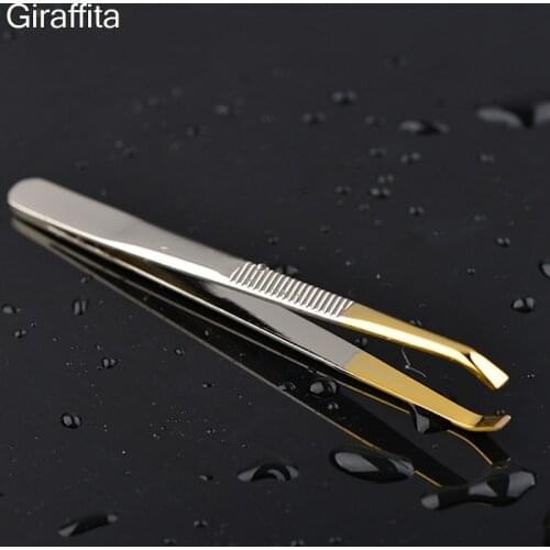 1PC Stainless Steel Eyebrow Tweezer Flat Tip Eye Brow Tweezer Clip For Face Hair Removal Make Up Beauty Tools 8.5cm