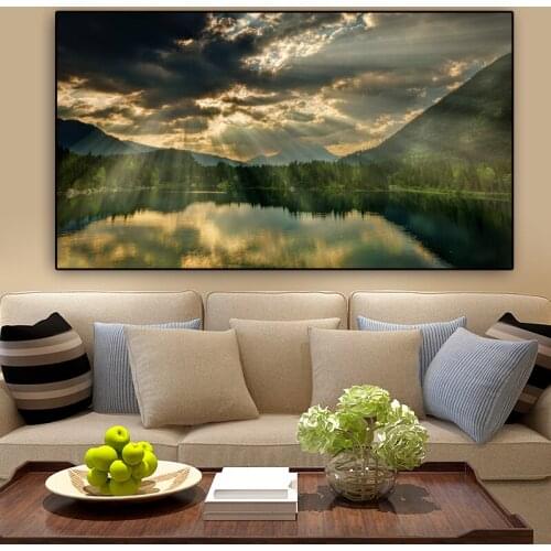 Poster Canvas Painting Modern Landscape Posters and Prints Lake Mountain Wall Art Pictures For Living Room Cuadros Home Decor