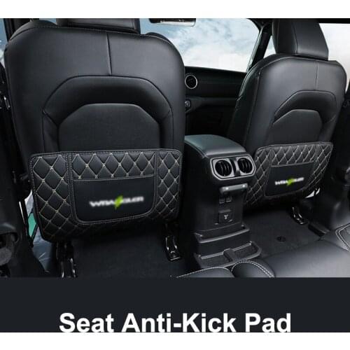 QHCP Seat Anti Kick Mat Microfiber Leather Seat Anti-kick Pad Protector Seat Back Protection Sticker For Jeep Wrangler 2018 2019