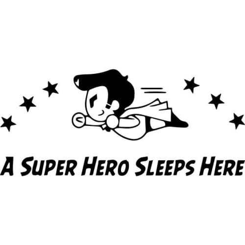 Here Superhero Sleeping Stickers High Quality Car Window Decoration Personality Pvc Waterproof Decals Black/white, 16cm*7cm