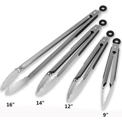 16 Inch Non-Stick Bbq Grilling Tong Kitchen Cooking Salad Bread Serving Tong Barbecue Clip Clamp Stainless Steel Tools Gadgets