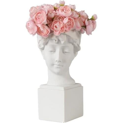 Modern Nordic Creative Portrait Vase Human Head Decor Ornament Resin David Vase Home Decoration Ceramic Vase Wedding Decor