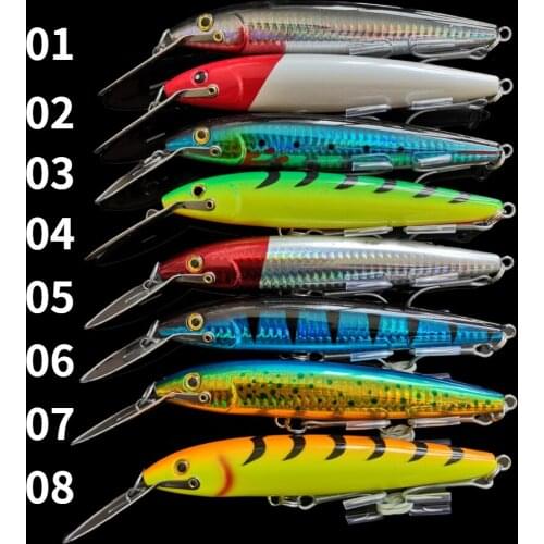 SWOLFY 1Pcs 130mm/32.5g 185mm/60g Trolling Tuna Fishing Lures Big Sinking Sea Lures Minnow Lures Fishing Bait VMC Treble Hooks