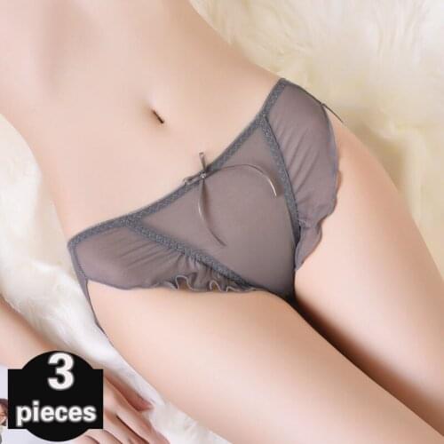 3 pcs Womens underpants sexy Lace underwear cotton crotch Female underwear ultra-thin underpants Womens shorts thong