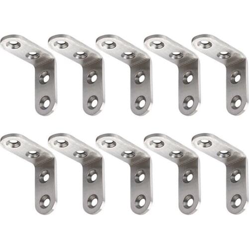 10pcs L Shape Stainless Steel Angle Fixed Bracket Joint Shelf Cabinet Right Support Connector Furniture Hareware Accessories