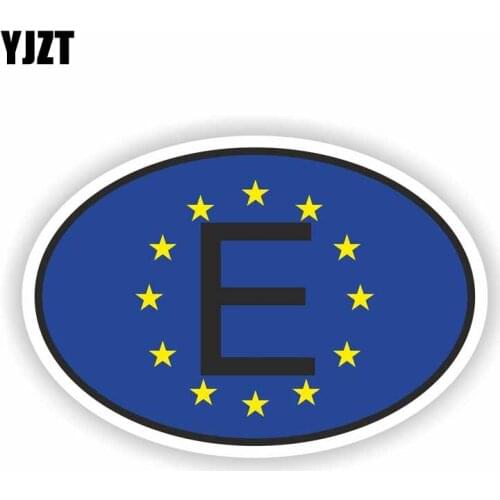 YJZT 13CM*8.8CM Accessories E SPAIN Code Oval Falg Car Sticker Car Styling 6-2192