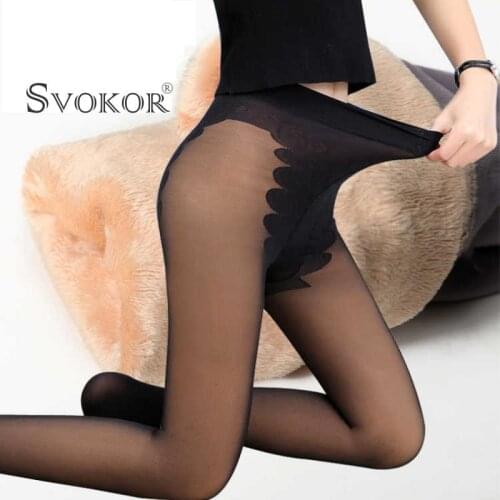 SVOKOR Women Winter Warm Leggings High Waist Slim Leggings Skin-Transparent Leggins Velvet Cold Resistance Thickened Pants