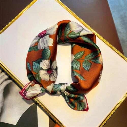 Women Neck Scarf Silk Square Floral Print Hair Band Scarves Tie Female Small Head Wraps Fashion 2020 Foulard Hand Kerchief