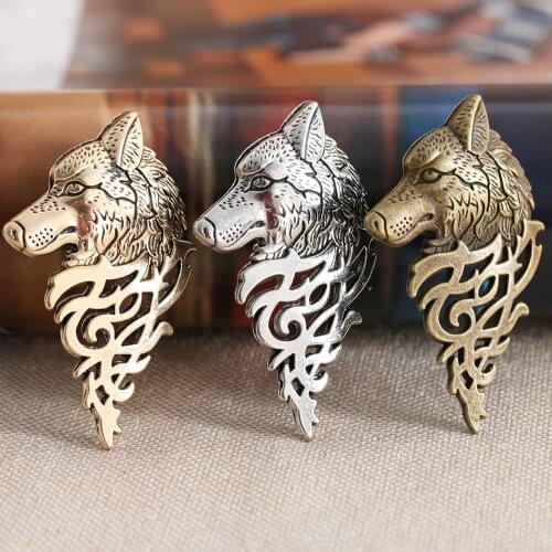 1PC New Charming Vintage Men Punk Wolf Badge Brooch Lapel Pin Shirt Suit Collar Jewelry Gift For Men Fashion Mens Brooch