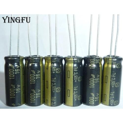 10pcs 1000uF 16V FL Series 8x20mm Low ESR Original 16V1000uF Audio/Motherboard Aluminum Electrolytic capacitor