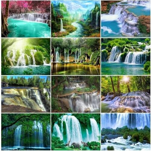 5D Diamond Painting Landscape Diamond Embroidery Full Round Display Picture of Rhinestones Full Square Waterfall Home Decor