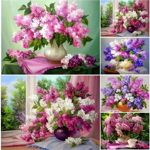 5D DIY Diamond Painting Full Square Flowers Cross stitch Mosaic Picture Of Rhinestones Decor Diamond Embroidery Purple Lavender