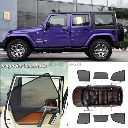 Car Full Side Windows Magnetic Sun Shade UV Protection Ray Blocking Mesh Visor For Jeep Wrangler 2007