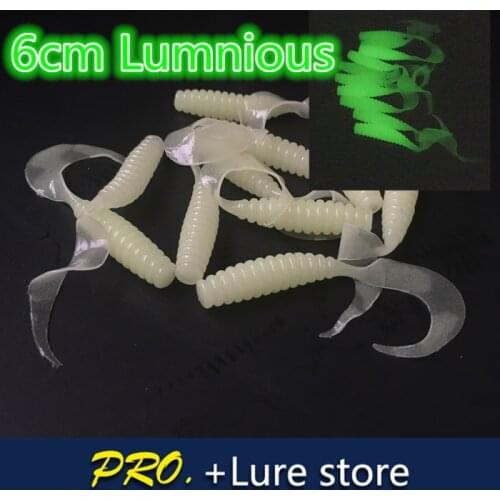 Free shipping 50pcs 6cm soft luminous color artificial worm grub fishing lures soft worm grub in fishing lure isca soft maggot