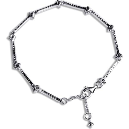 Blue Sparkling Pave Bars Bracelet Fits Original Silver Charms & Beads Woman DIY Fashion Sterling Silver Jewelry