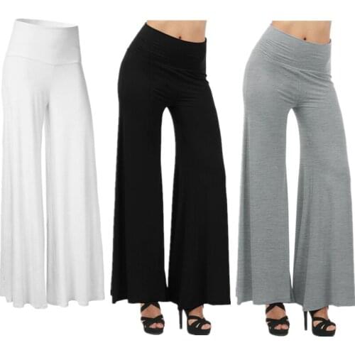Autumn High Waist Pants Elegant Female Lady Womens Palazzo Flared Wide Killer Legs Pants OL Wide Leg Ladies Long Trousers