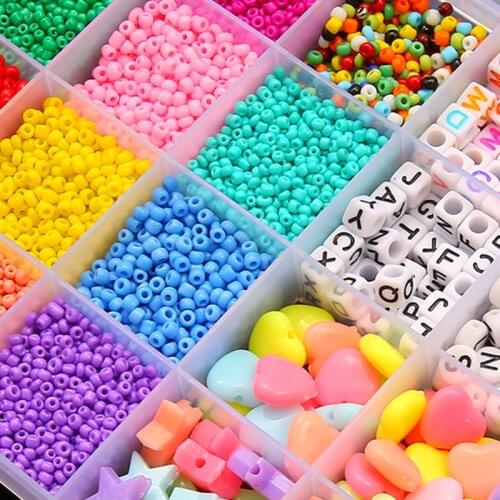 500-28Pcs Mixed Czech Glass Seed Beads Alphabet Acrylic Star Heart Flower Loose Beads For Jewelry Making DIY Handmade Bracelets