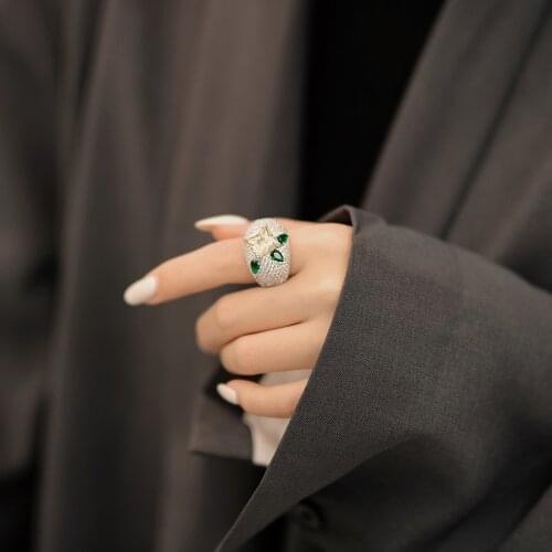 Amorita boutique 925 silver Leaf square full drill design delicacy ring