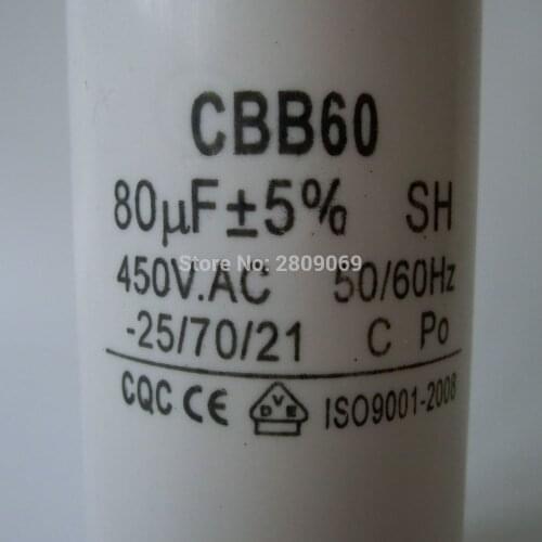 CBB60 80uf,450V,AC50/60Hz,-25/70/21,two wires,pallial line,cylindrical capacitor