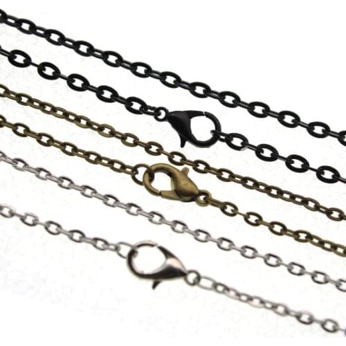 10pcs/lot Black Antique Bronze Color Oval Link Chain Necklace with Lobster Clasp 50cm Fit DIY Jewelry Making Findings 2x3mm