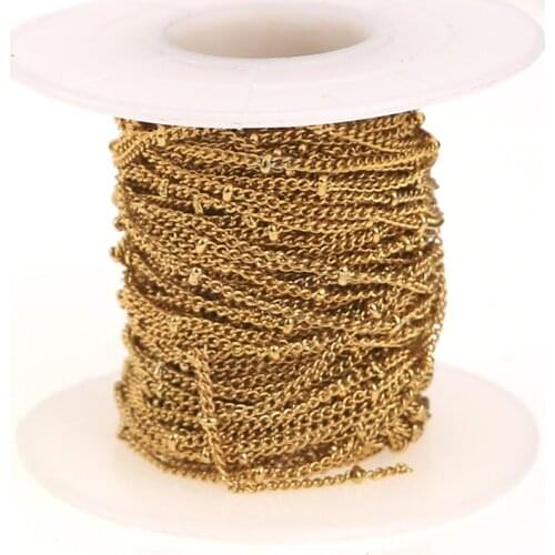 2m Stainless Steel Tube Beaded Cable Link Clip Beads Chain for DIY Anklet Necklaces Bracelet Jewelry Making Supplies findings