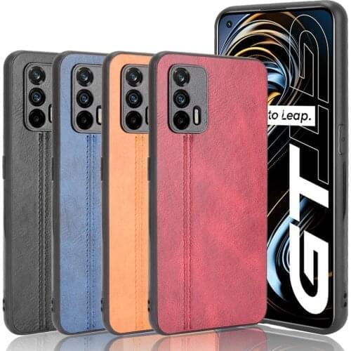 For Realme GT 5G Case Route Calfskin PU Leather PC Hard Phone Bag Cover For OPPO Realme GT 5G Case 6.43 inch