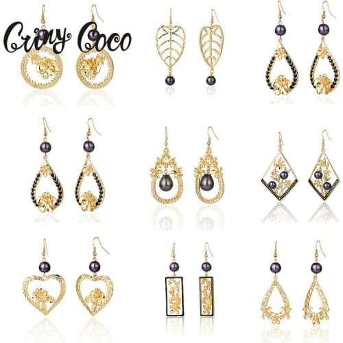 Leaf Long Drop Earrings Fashion Polynesian Jewelry 2020 for Women Trendy Dangle Hangling Earring Wholesale Price Hawaiian Pearl