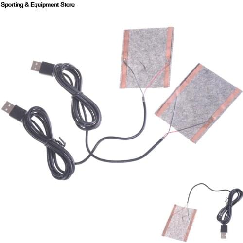 2Pcs 5V Carbon Fiber Heating Pad USB Heating Film Electric Infrared Fever Heat Mat Winter Warm Arm Waist Heat Glove Random Color